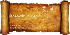 Kamarás Alex névjegykártya